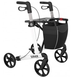 Déambulateur 4 roues léger et pliable Server blanc