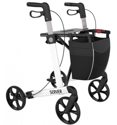 Déambulateur 4 roues léger et pliable Server blanc