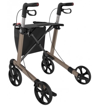 Déambulateur 4 roues léger et pliable Server champagne