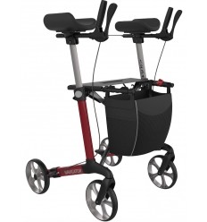 Déambulateur pliable avec appui antébrachial 4 roues Navigator rouge
