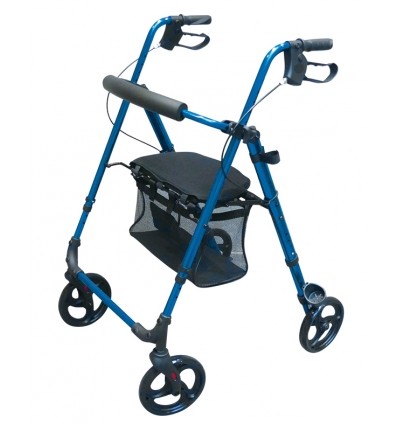 Déambulateur 4 roues léger et pliable avec siège Néo Fashion bleu