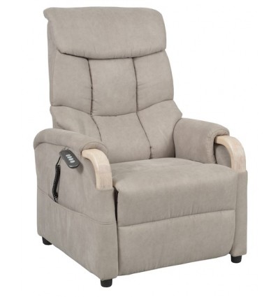 Fauteuil releveur 2 moteurs Gênes coloris gris clair, bois nature