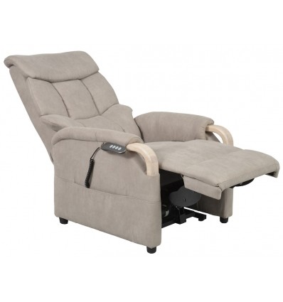 Fauteuil releveur 2 moteurs Gênes coloris gris clair, bois nature