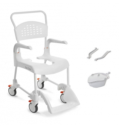 Chaise de douche ETAC Clean à hauteur réglable blanche + bassin et support