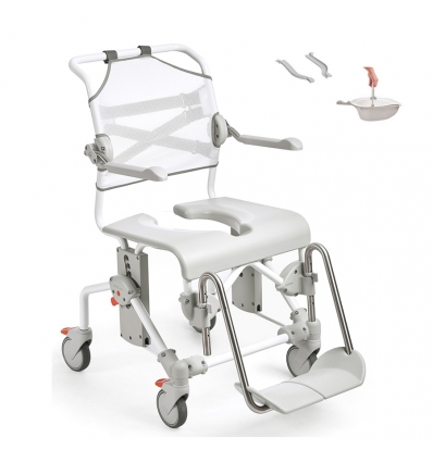 Chaise de douche et de toilettes Etac Swift Mobil 2 avec support + bassin