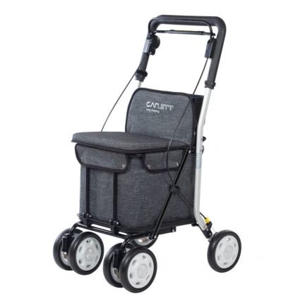 Déambulateur caddie et chariot de courses 4 roues Lett 800 Carlett gris