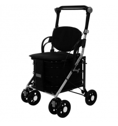Déambulateur et caddie de courses 4 roues pliable Care One noir