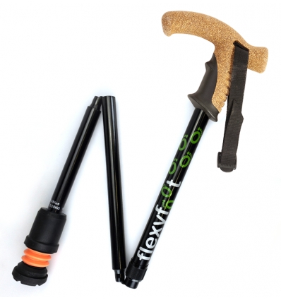 Canne de marche pliable anti-glisse Flexyfoot noir Cork