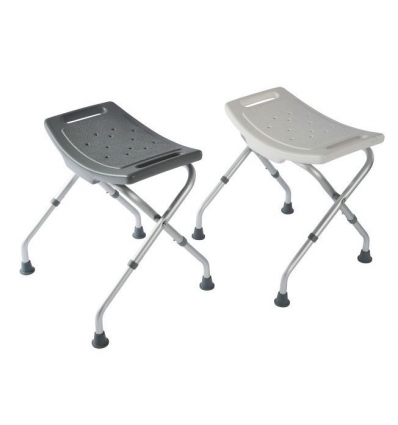 Tabouret de douche pliant blanc et gris Bora