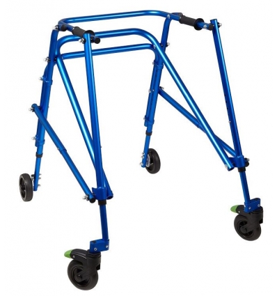 Rollator 4 roues pliable pour enfant Klip bleu