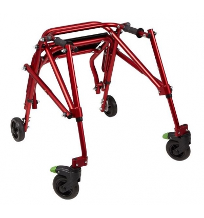 Rollator 4 roues pliable pour enfant Klip rouge avec siège rabattable