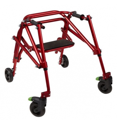 Rollator 4 roues pliable pour enfant Klip rouge avec siège