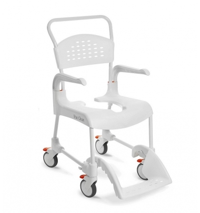 Chaise garde robe à roulettes Etac Clean hauteur fixe blanche