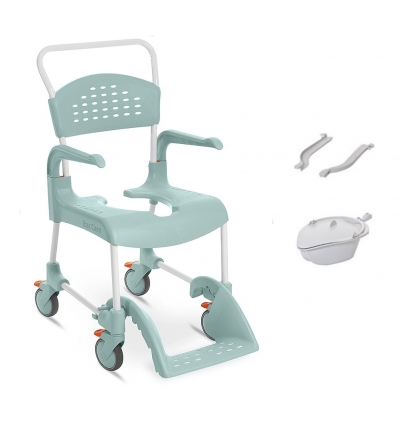 Chaise de douche verte Etac Clean à hauteur fixe + seau