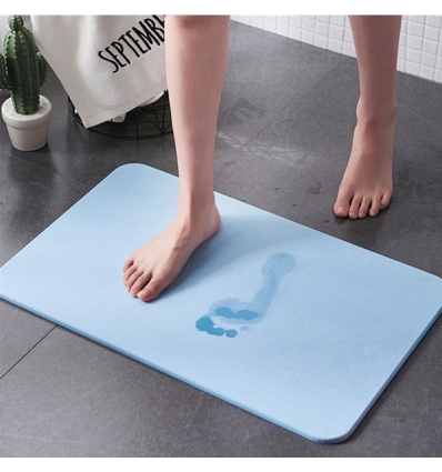 Tapis de bain en diatomite antidérapant bleu clair
