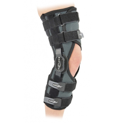 Attelle de genou ligamentaire articulée Playmaker Wrap II Donjoy noire et grise