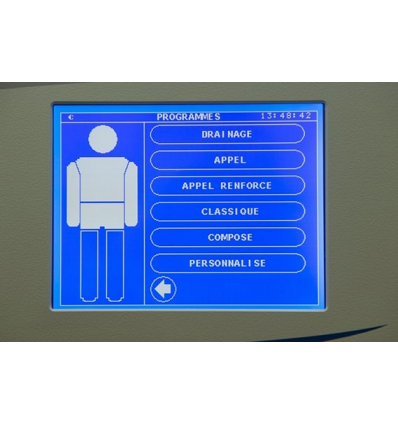 Ecran de l'appareil de pressothérapie 5 chambres TP05i Eureduc