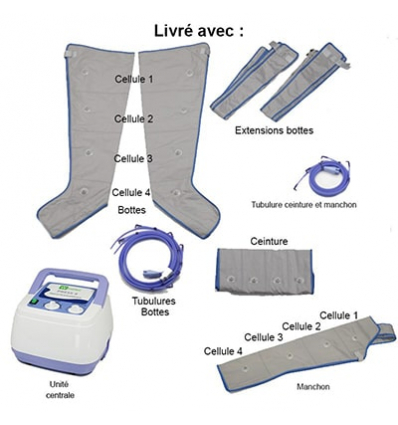 Pressothérapie Press 4 Winelec + 2 bottes + 1 manchon + une ceinture
