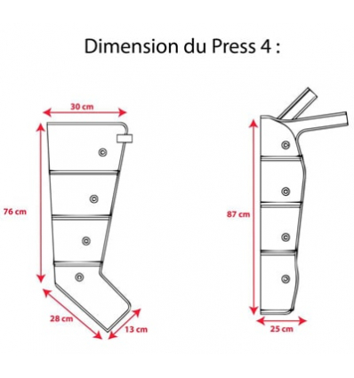 Dimensions botte et manchon pressothérapie Press 4