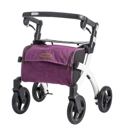 Déambulateur caddie Rollz Flex small blanc avec sac violet