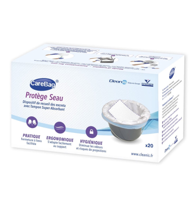 Boîte de 20 sacs protège-seau pour chaise percée CareBag Cleanis
