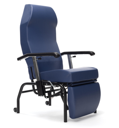 Fauteuil de repos relax médical manuel Normandie cuir artificiel bleu Vermeiren