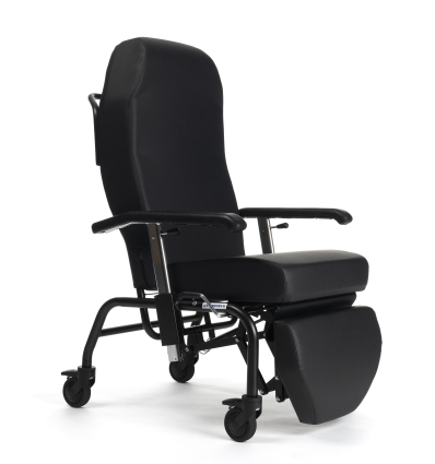 Fauteuil de repos Normandie cuir artificiel noir avec roulettes Vermeiren