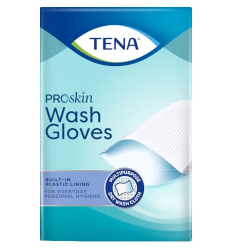 Paquet de 175 ou 200 gants de toilette jetables TENA Wash Gloves ProSkin plastifié