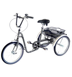Tricycle adulte handicapé 3 roues avec panier Tonicross City Rupiani gris quartz