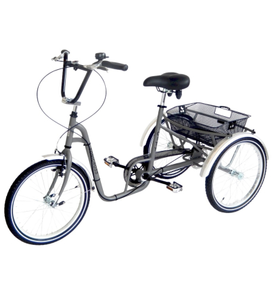 Tricycle adulte handicapé 3 roues avec panier Tonicross City Rupiani gris quartz