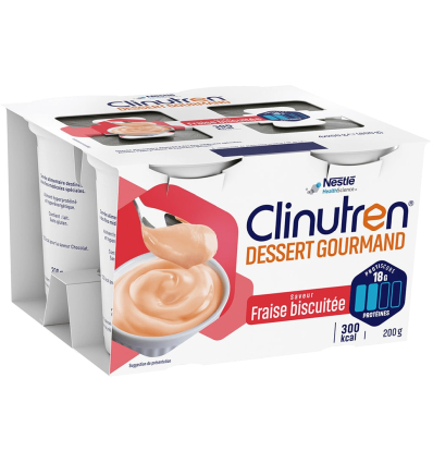 Yaourt hyperprotéiné Clinutren Dessert Gourmand fraise biscuitée