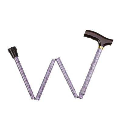 Canne de marche pliante en aluminium réglable beige / rose Euromédis