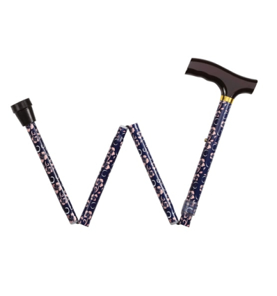 Canne de marche pliante en aluminium réglable fleurie rose / bleu Euromédis