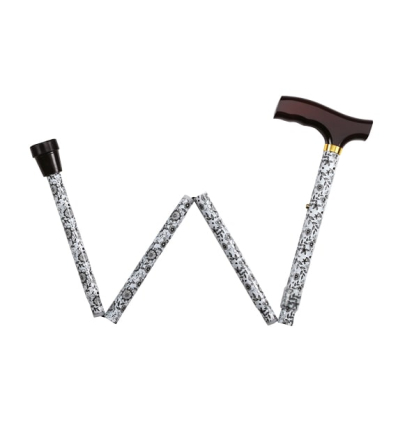 Canne de marche pliante en aluminium réglable beige / blanc Euromédis