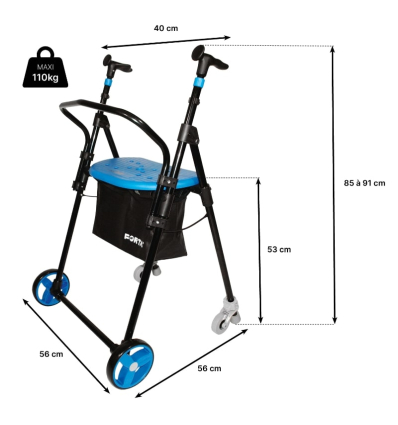 Déambulateur 2 roues pliable Air On Plus Forta