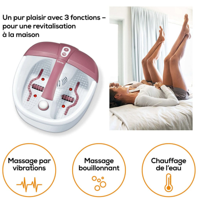 Les trois fonctions disponibles du bain de pied multifonctions Beurer