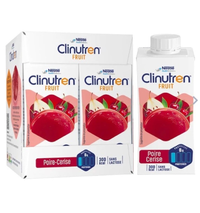 Jus de fruits hyperprotéiné Clinutren Fruit poire cerise Nestlé