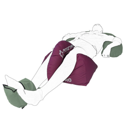 Coussin demi lune Positpro microbilles en association avec d'autres coussins de positionnement