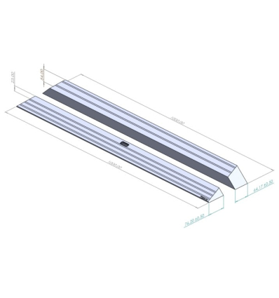 Dimensions de la rampe de seuil avec éclairage LED Mobio Ramp