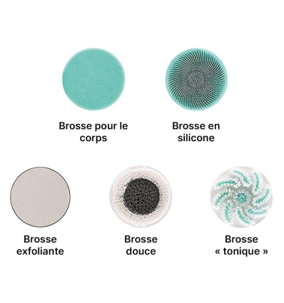 Brosse de douche électrique rechargeable avec plusieurs brosses