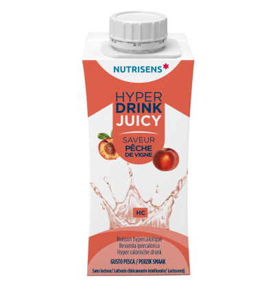 Boisson fruitée hyperprotéinée Hyperdrink Juicy Nutrisens pêche