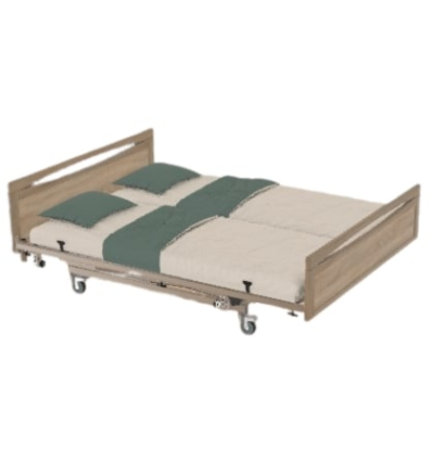 Lit médicalisé double Harmonie Twice Euro 3000 HMS Vilgo panneaux bois main courante