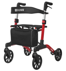 Déambulateur 4 roues pliable Brooklyn Mobio rouge avec sac et dossier