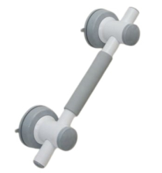 Barre de douche à ventouse Vario blanche et grise