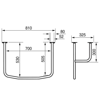 Dimensions de la barre d'appui autour du lavabo