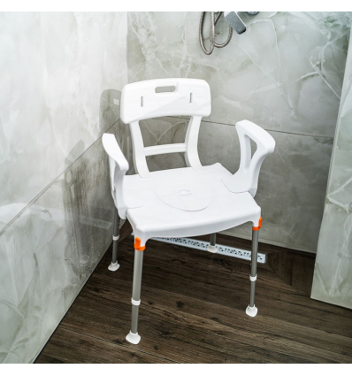 Chaise percée avec accoudoirs Capri blanche