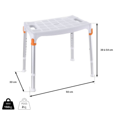 Dimensions du tabouret de douche Capri