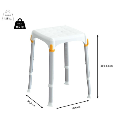 Tabouret de douche compact Capri blanc