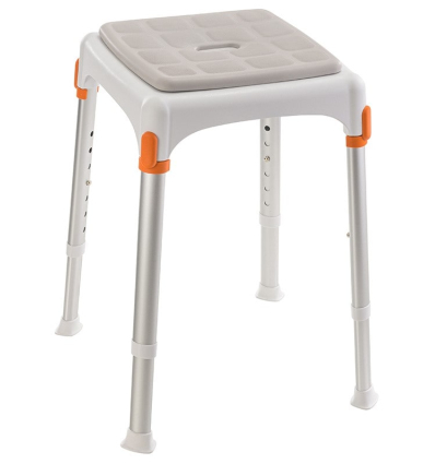 Tabouret de douche compact Capri avec coussin d'assise gris