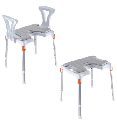 Tabouret de douche Capri Plus avec découpe anatomique avec coussin d'assise gris